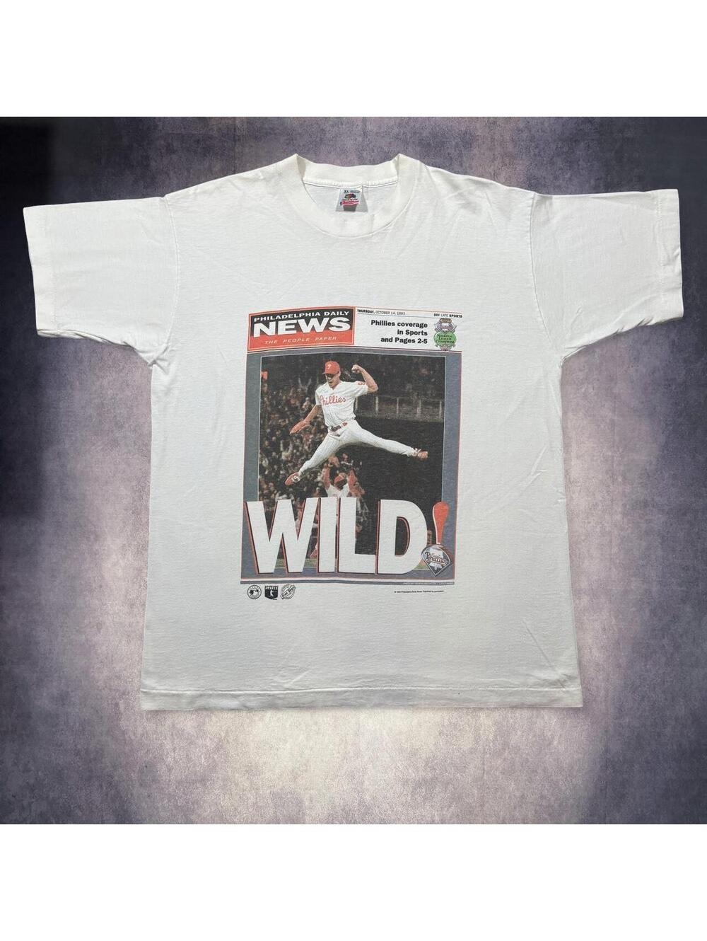 RARE Vintage 1993 Phillies baseball newspaper single stitch t-shirt